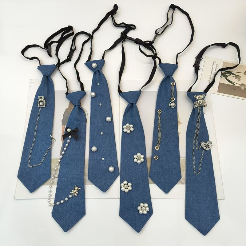 Men Accessories Neck Chain - Cowboy Stijl Blauwe Stropdas JK Shirt