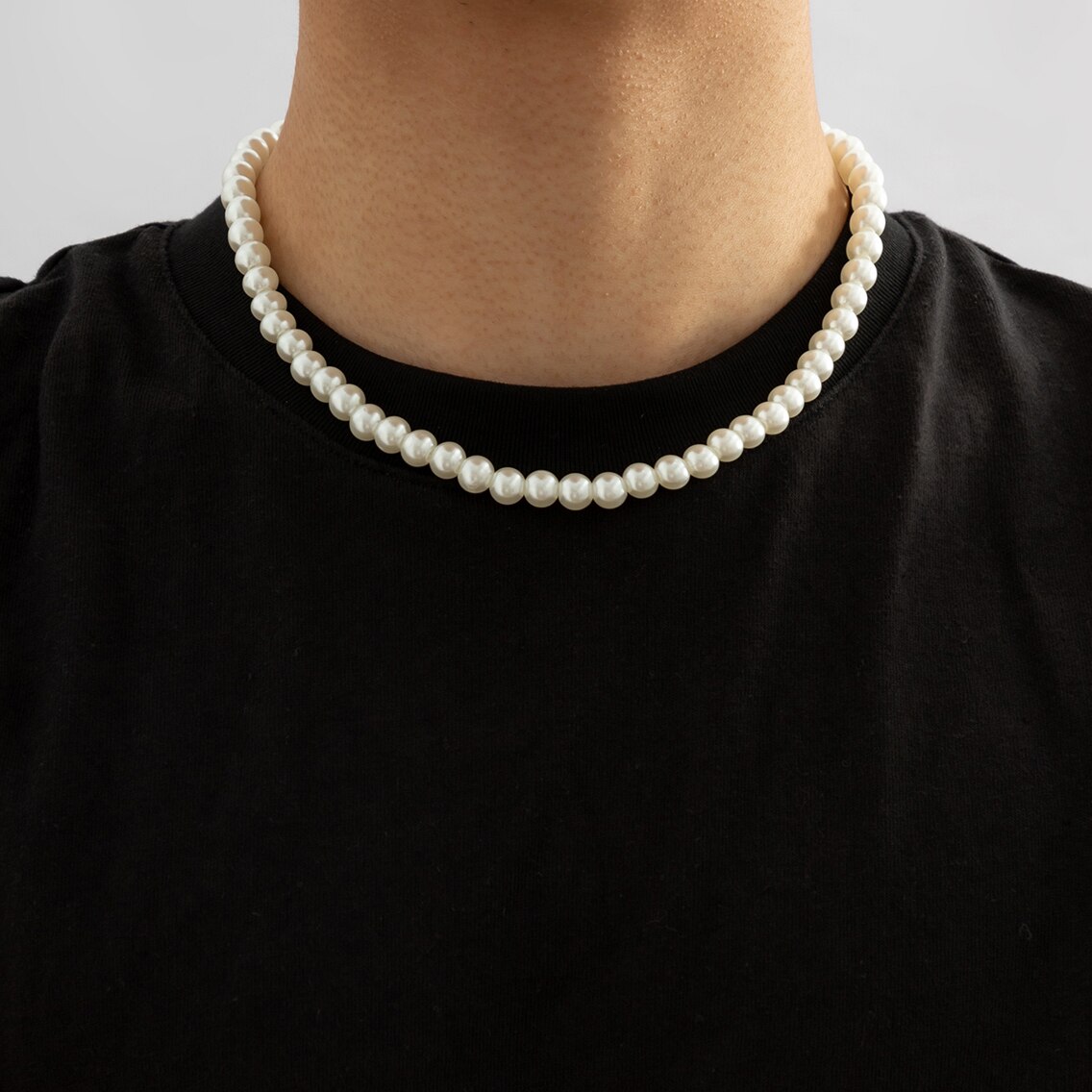 Men Accessories Neck Chain - Eenvoudige Imitatie-Parel Kralen Korte Choker Ketting