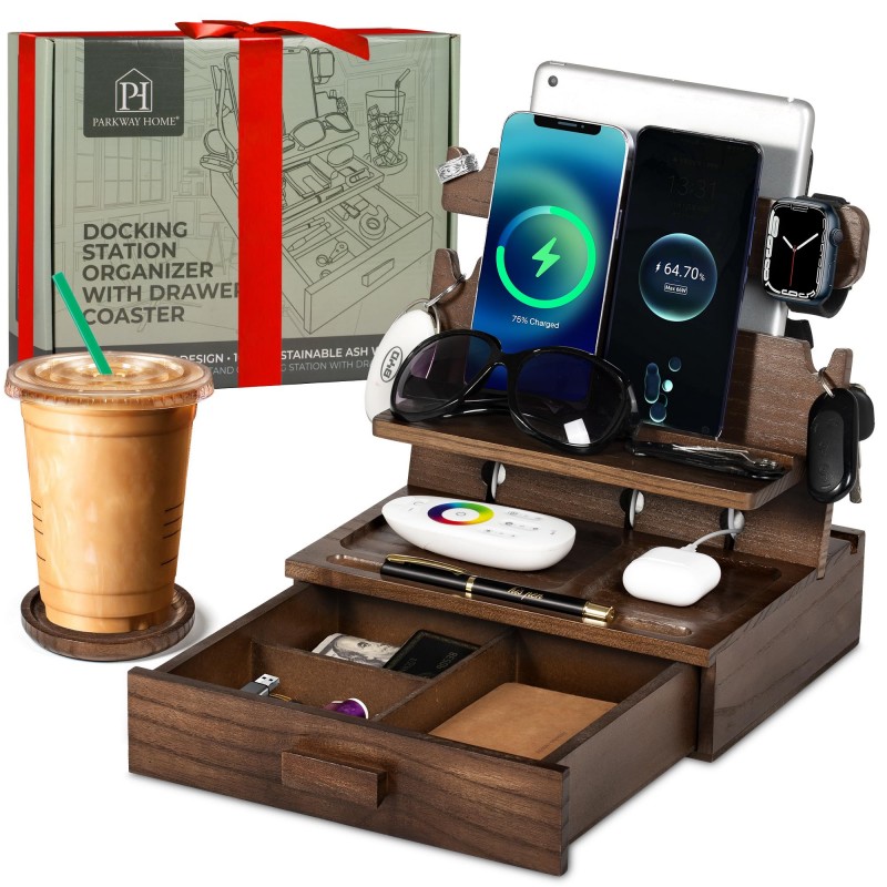 Men'S Accessories Watches - Houten telefoon dockingstation met lade, sleutelhouder,