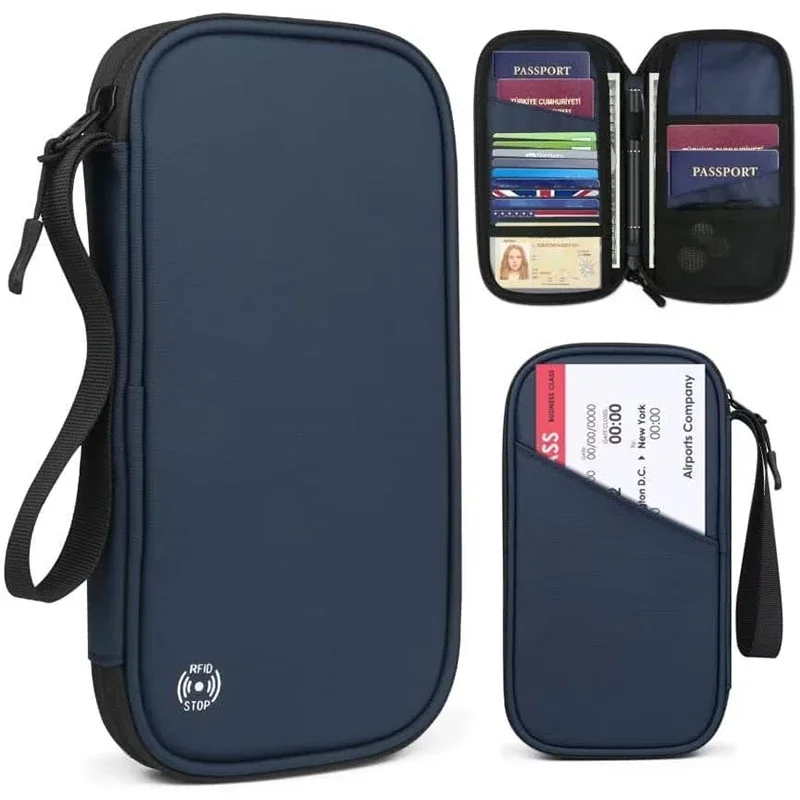 Travel Organizer Men - Lichtgewicht familie reispaspoorthoes portemonnee Oxford document