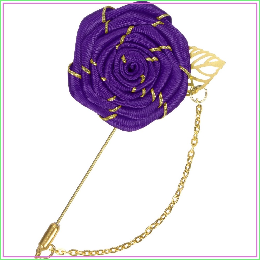 Men Accessories For Wedding - Rozenbroche speld met stoffen roos en