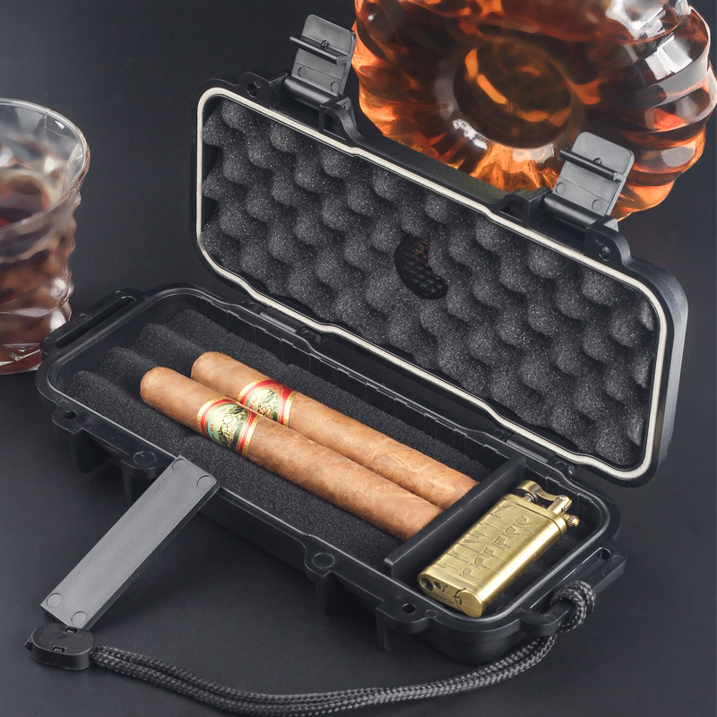 Men Accessories Gift Box - Draagbare sigarenhumidor met luchtbevochtiger Waterdichte ABS