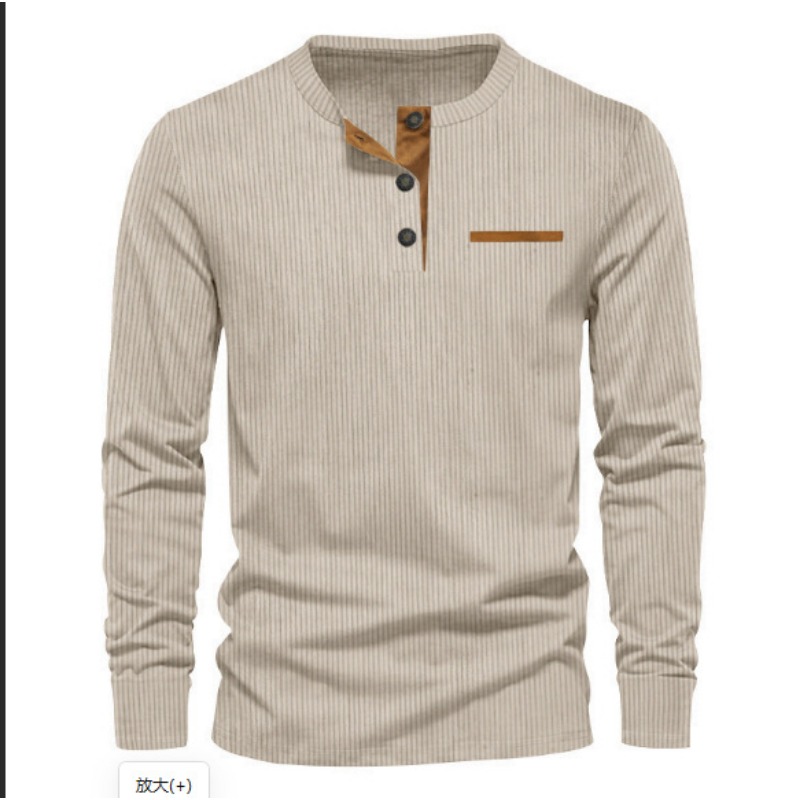 Men Accessories To Wear - Heren corduroy henley-hals t-shirt met lange